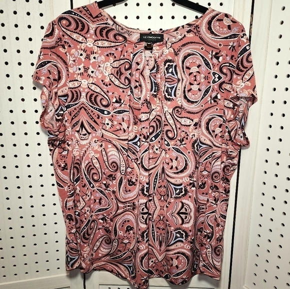 Liz Claiborne Tops - Liz Claiborne Career XXL Cap Sleeve Dusty Rose Paisley